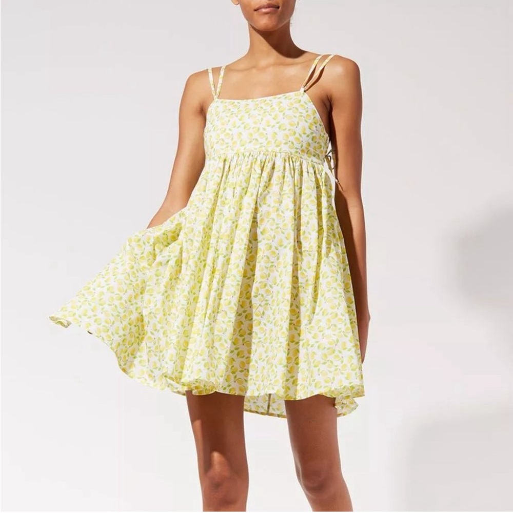 Solid and striped lemon dress